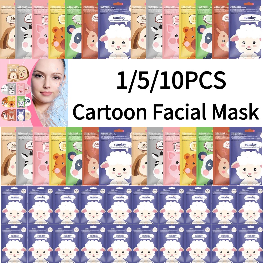 10PCSCute Cartoon Facial Mask  - Skincare Animate review and price