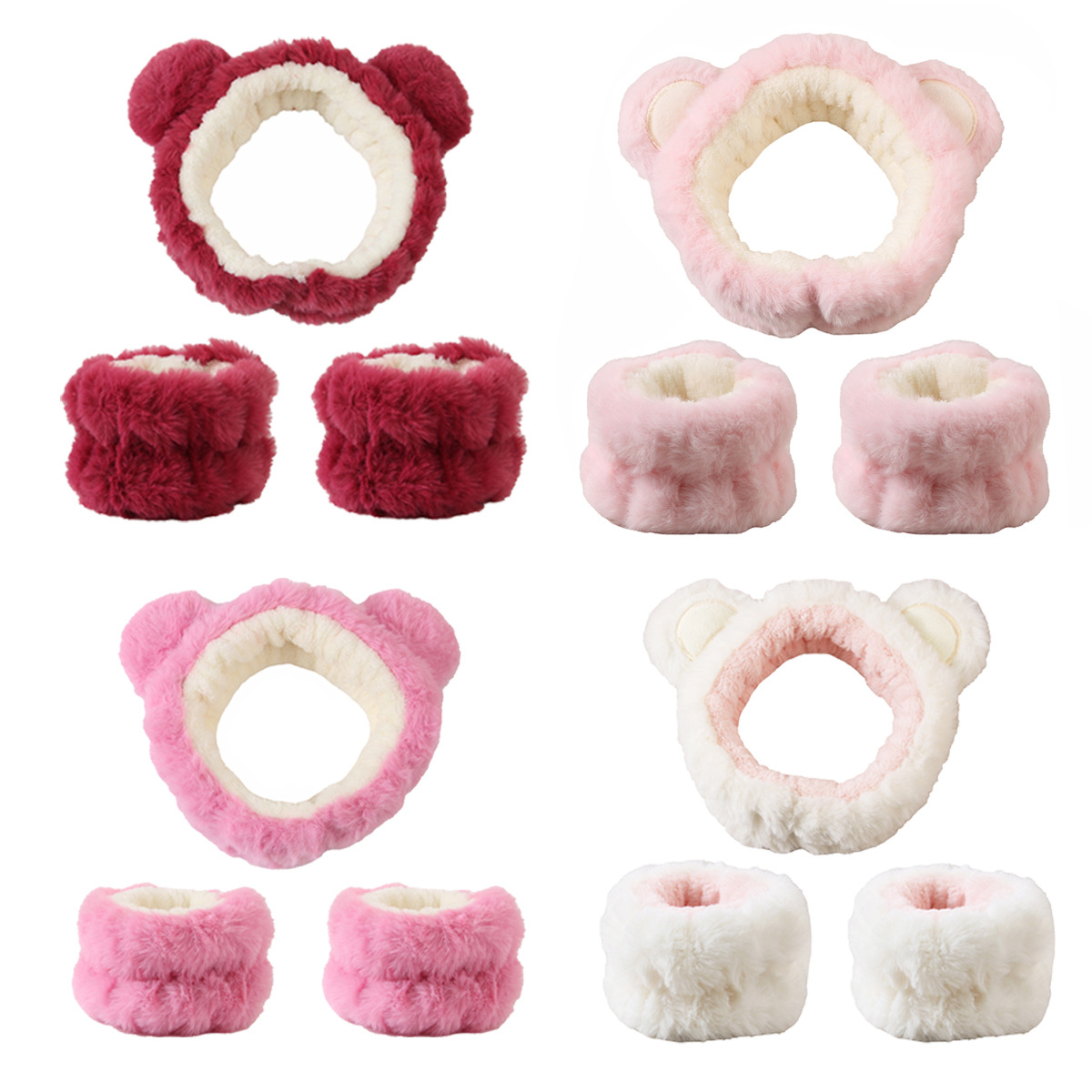 3pcs Cute Bear Headband Set Fl - Skincare Animate review and price